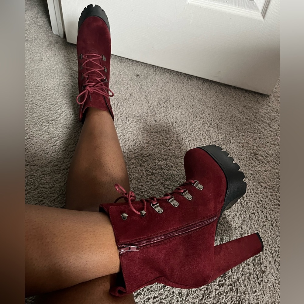 Platform Heel Laced Booties